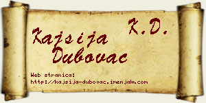 Kajsija Dubovac vizit kartica